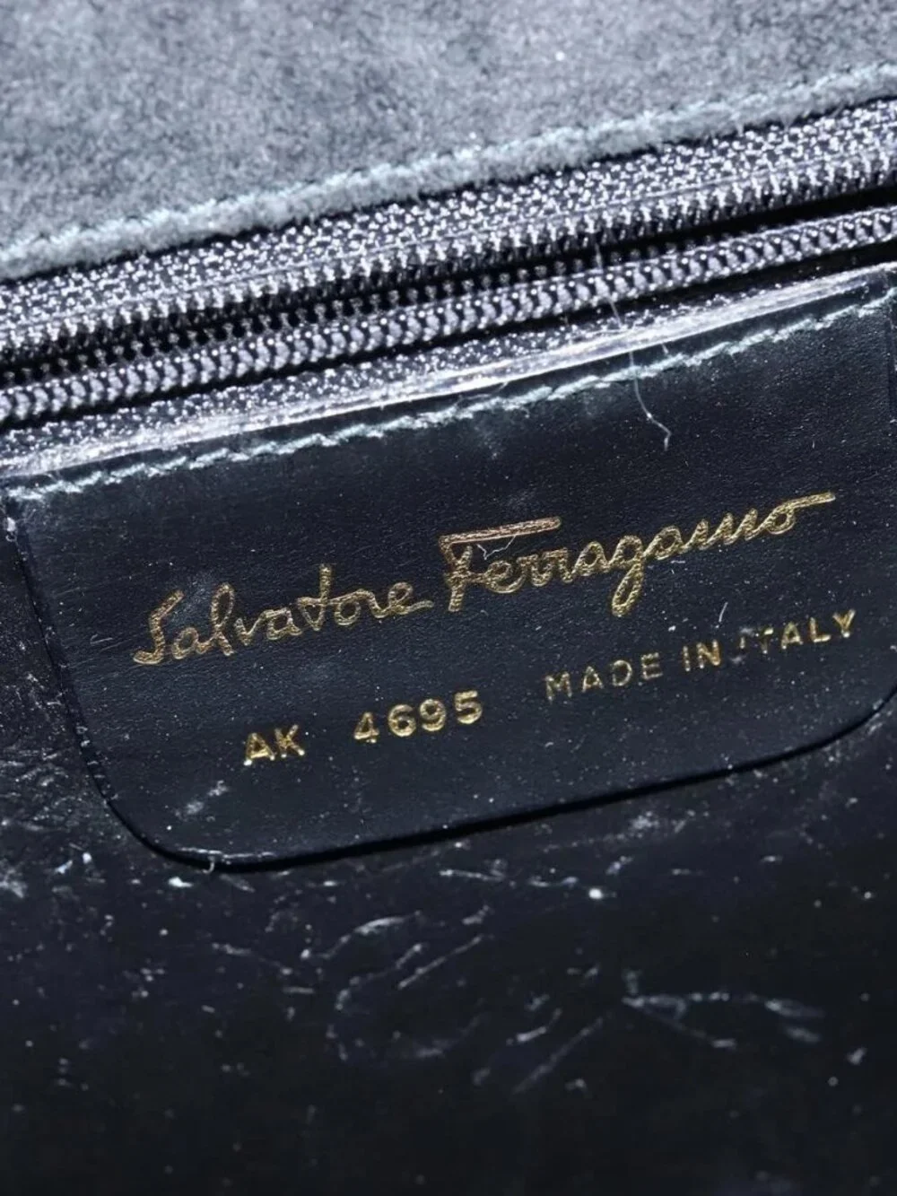 Salvatore Ferragamo Hand Bag Suede 2way Black Gold Auth BA7321
